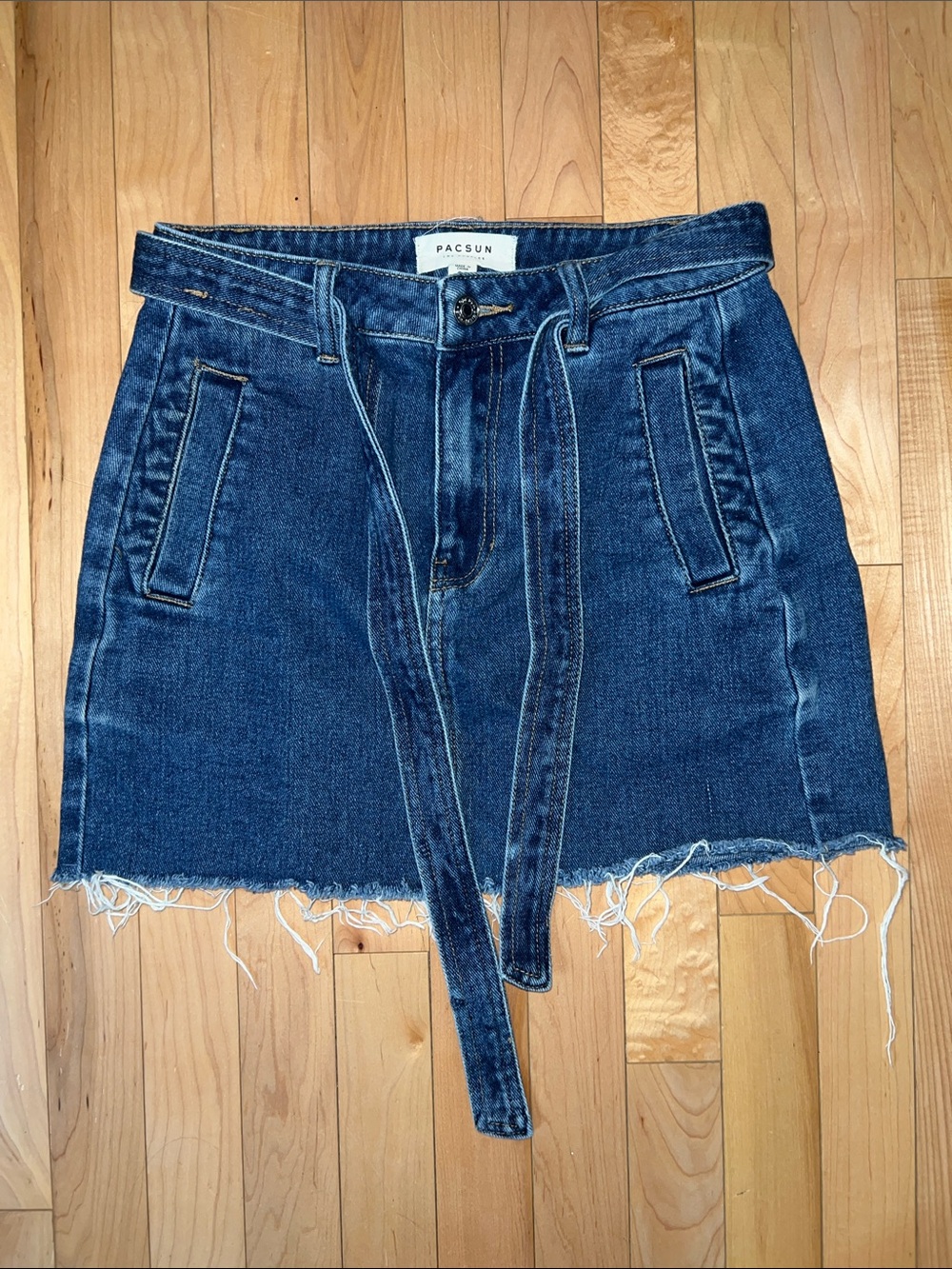 PacSun Blue Denim Mini Skirt with Self Tie Belt
